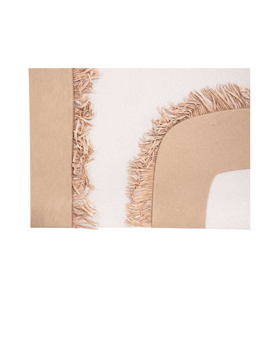 Rectangular Painting Fb94533 MDF Off-White-Brown Color-Beige Tassels 60x4.5 Thickness X80cm