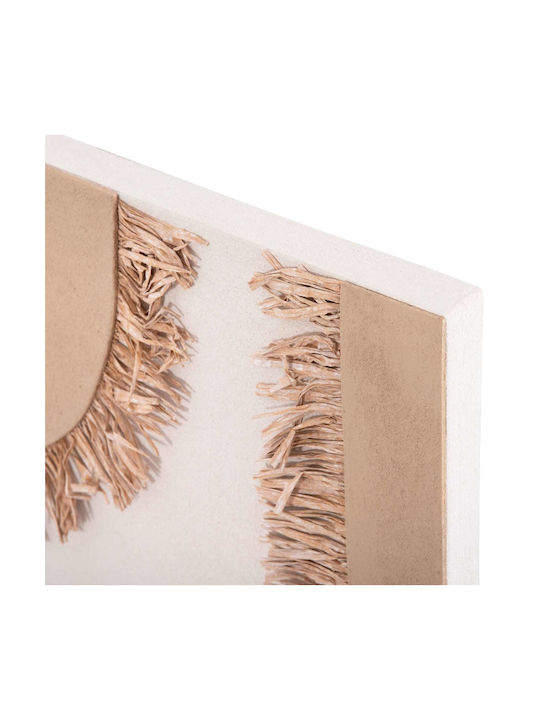 Rectangular Painting Fb94533 MDF Off-White-Brown Color-Beige Tassels 60x4.5 Thickness X80cm