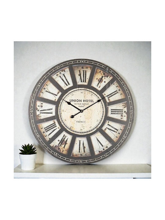 Wall Clock Wooden Ecru 58.2x4.3cm