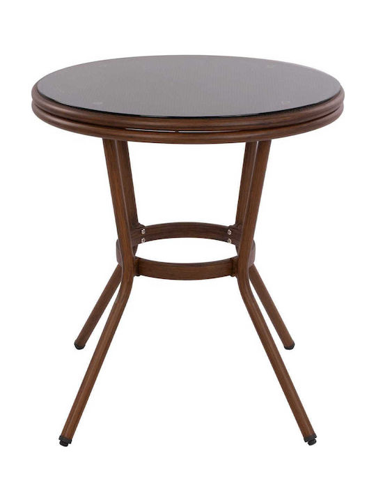 Sitting Room Outdoor Free Standing Table with Glass Surface and Aluminum Frame Coffee With Glass 70x70x76cm