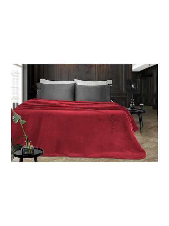 Guy Laroche Logo Decke Samtig Moné 160x220cm Burgundisch