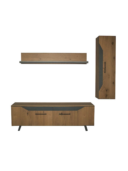 Jakarta Wand Wohnzimmer Vitrine aus Spanplatte Oaks 35x32x130cm