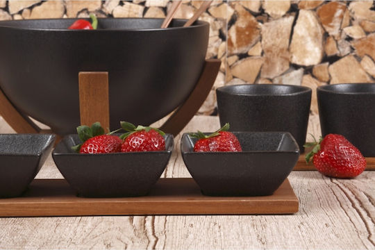 Cryspo Trio Bol Pentru Salate Din Porțelan Negru 23x23x10cm 3 Bucăți