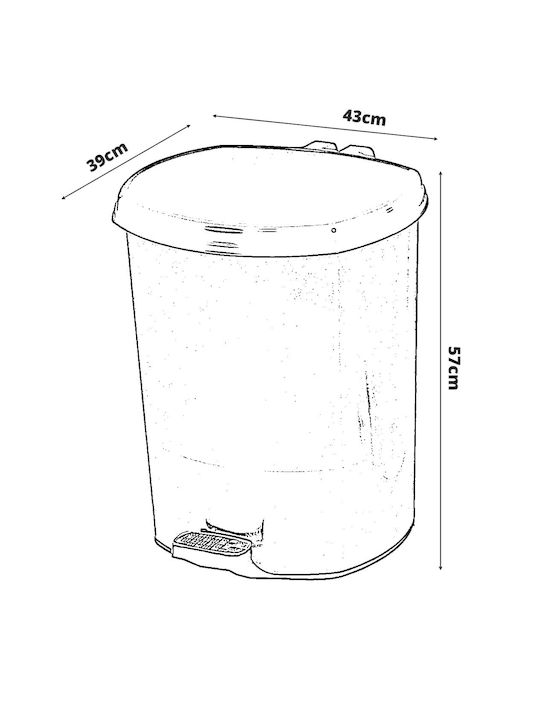 Sidirela Waste Bin Waste Plastic with Pedal Silver 50lt 1pcs