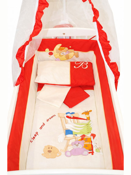 Beboulino Λίκνο Red Stork White με Στρώμα