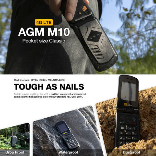 AGM M10 με Βάση Φόρτισης Dual SIM Κινητό με Μεγάλα Κουμπιά Μαύρο
