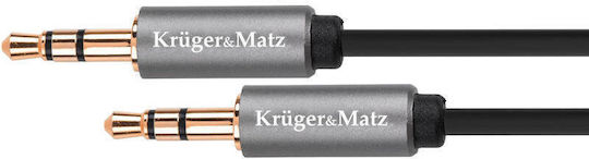 Kruger & Matz Καλώδιο Ήχου 3.5mm male - 3.5mm male Μαύρο 1.8m με Επίχρυσους Ακροδέκτες KM1227