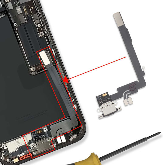 Avizar Handykabel Anschluss zum Aufladen iPhone 16 Pro Max Usb-c Port Mikrofon Reparatur Schwarz