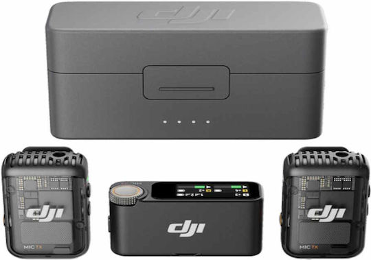 DJI Wireless Microphone Kit 2 Set Wireless Condenser (Small Diaphragm) Microphone Πέτου, Clip On for Vocals