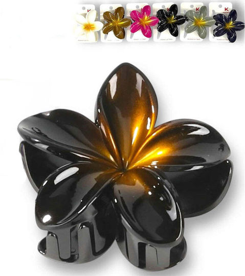 Hair Claw Clip With Gold Glitter Flower 8 Cm 6 Colours 1 Piece