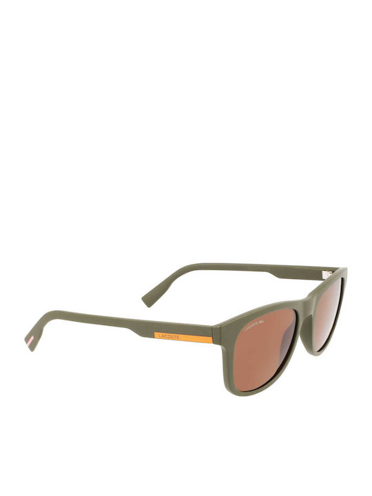 Lacoste Men's Sunglasses with Green Plastic Frame and Brown Lens L969S-317