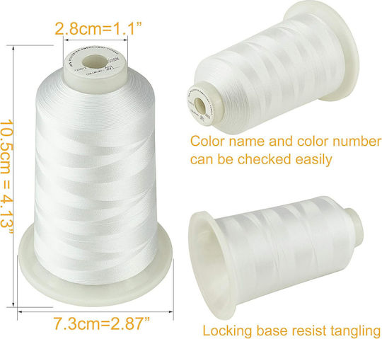 Set Fire De Broderie 3 Bobine 5000 M Culoare Albă