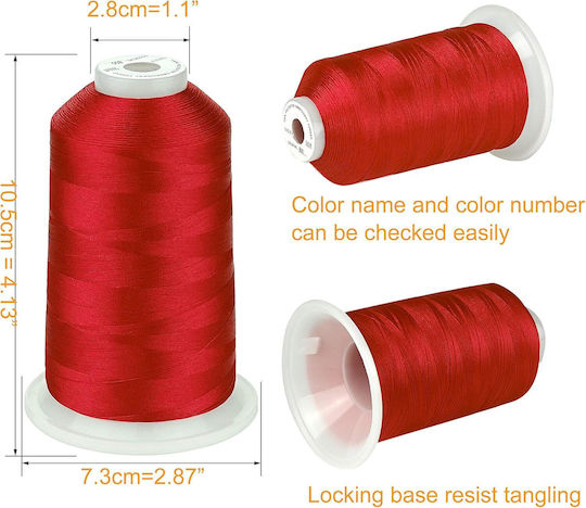 Embroidery Thread Set 3 Spools 5000 M Red Color