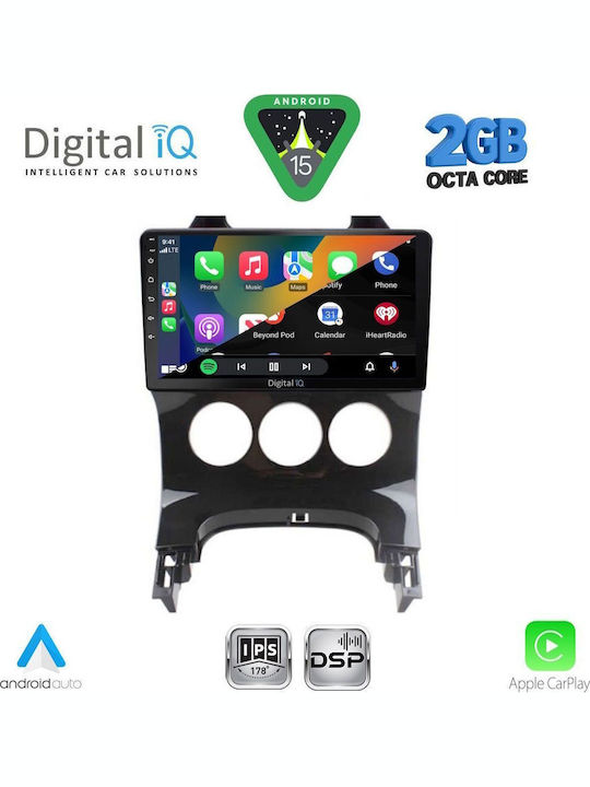 Digital IQ Car Audio System for Peugeot 3008 2008-2016 with A/C (Bluetooth/USB/AUX/WiFi/GPS/Apple-Carplay/Android-Auto) with Touch Screen 9"