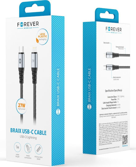 Forever USB-C to Lightning Cable 27W Μαύρο 1m