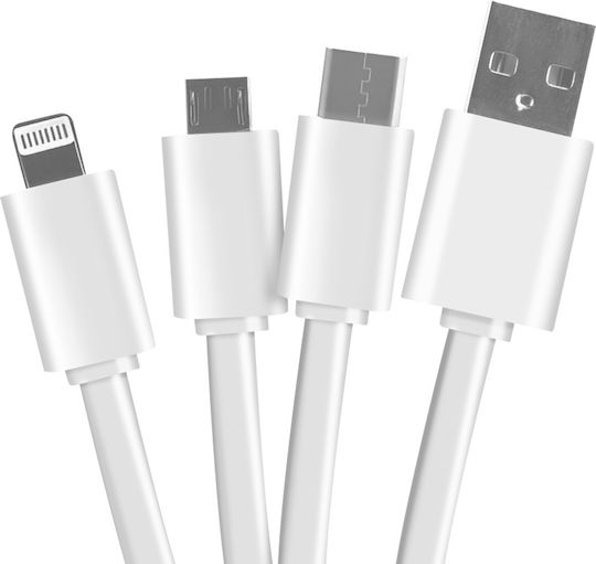 Yello Koko Cable Usb 3 In 1 Micro-usb Usb-c Lightning Design Astrology Gemini Keyring White