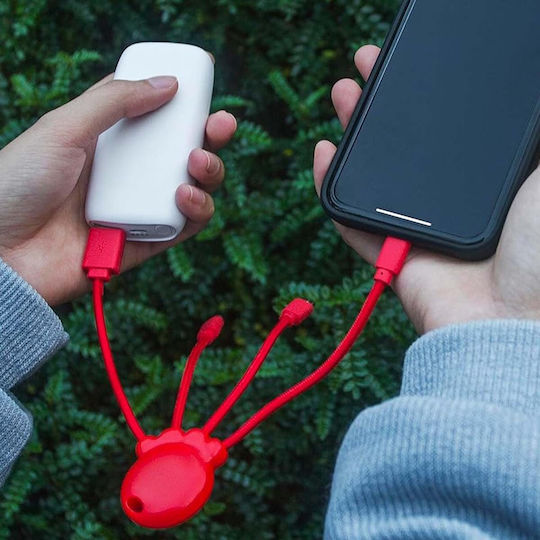 Xoopar Cablu Four-in-one Usb-a Micro-usb Usb-c Lightning Design Octopus Roșu