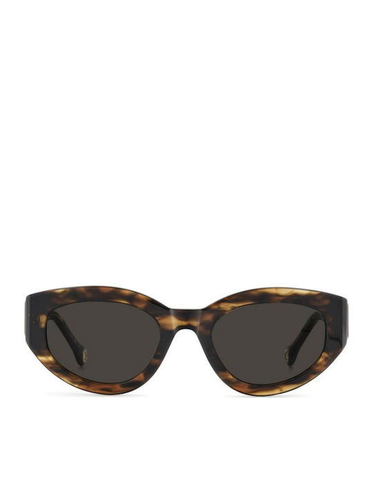 Carolina Herrera Unisex Sunglasses With Grey Horn-Rimmed Frame And Grey Lens HER 0370/S EX4/IR
