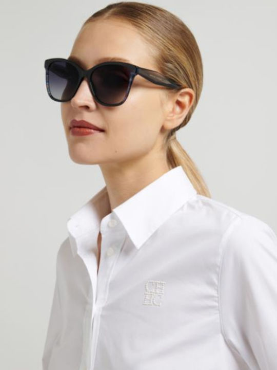 Carolina Herrera Unisex Sunglasses with Black Horn-Rimmed Frame and Grey Gradient Lenses HER 0390/S 807/9O