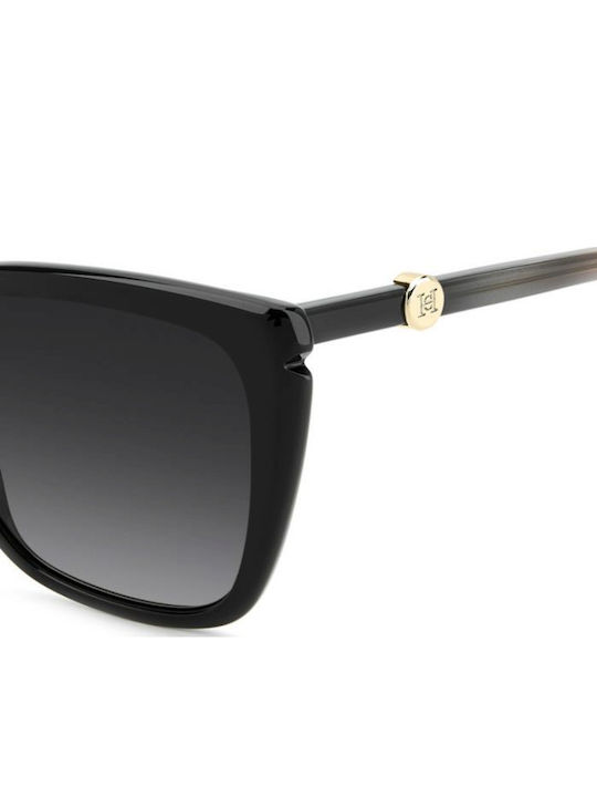 Carolina Herrera Unisex Sunglasses With Black Horn-Rimmed Frame And Grey Gradient Lens HER 0385/S 807/9O
