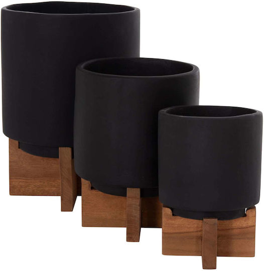 Set 3 Ghivece Negru
