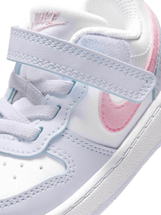 Court Borough Kids Sneakers with Hoop & Loop Closure White