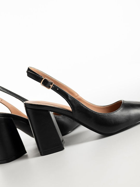 Pumps mit Riemchen & Chunky hoher Absatz Schwarz
