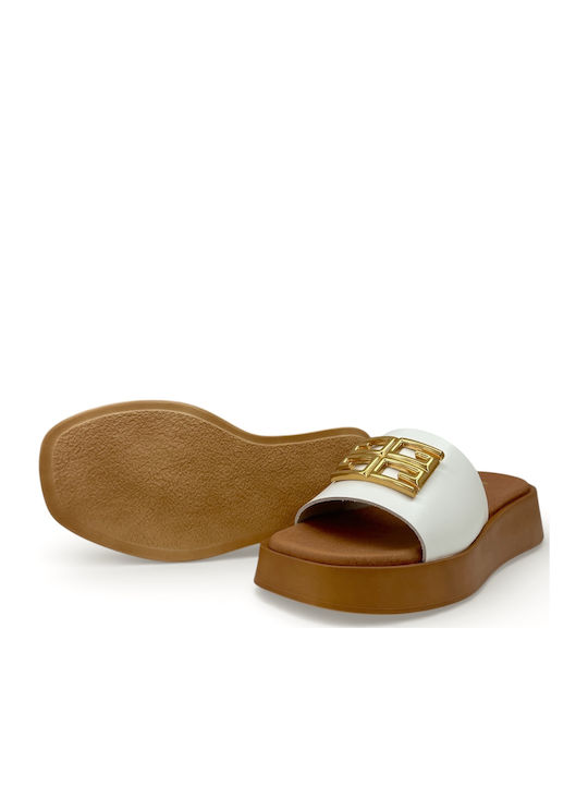 Δερμάτινα Γυναικεία Σανδάλια Λευκά