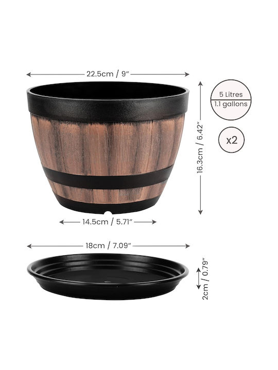Belle Vous Set 2 Töpfe Kunststoff Brown/black mit Untersetzer