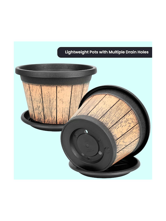 Belle Vous Set 3 Töpfe Fässer Kunststoff Brown/black
