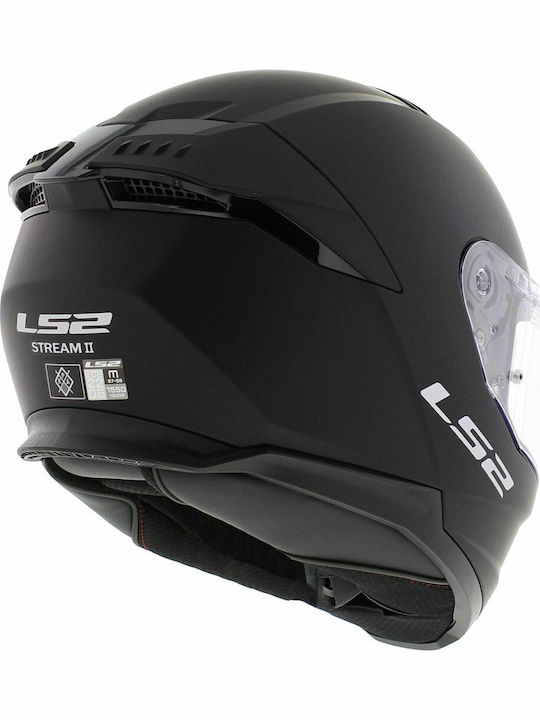 LS2 Stream Ii Solid Matt Black Motorcycle Helmet Full Face ECE 22.06 1550gr with Sunvisor