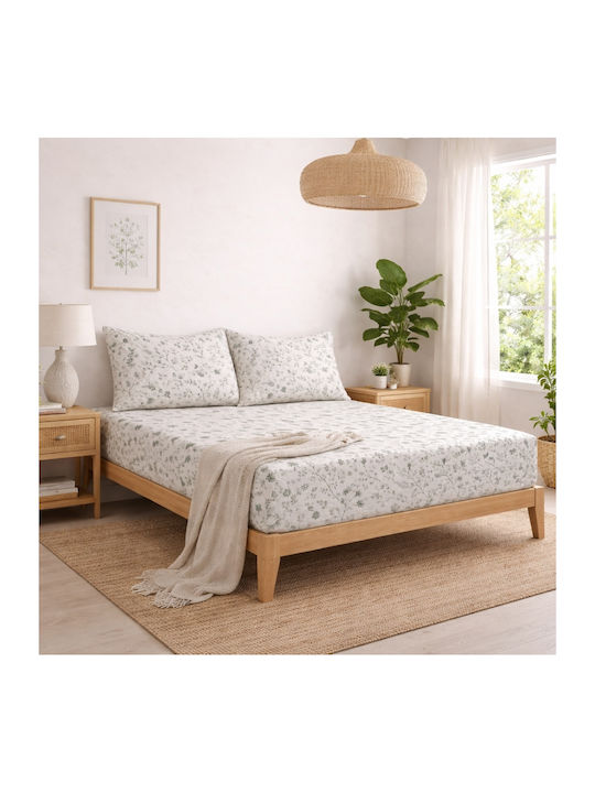 My Home Luxury Sheet Sets Semi-Double with Elastic 120x200cm. Grezzena Green 4pcs