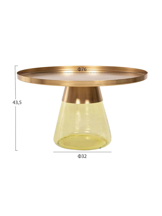Round Central Coffee Table Glass Green Gold M76xP76xH43.5cm