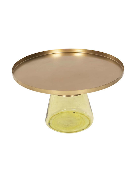 Round Central Coffee Table Glass Green Gold M76xP76xH43.5cm