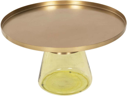 Round Central Coffee Table Glass Green Gold M76xP76xH43.5cm