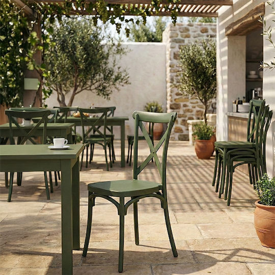 Outdoor Chair Polypropylene Crossie Dark Green Shade 38x46.5x82cm
