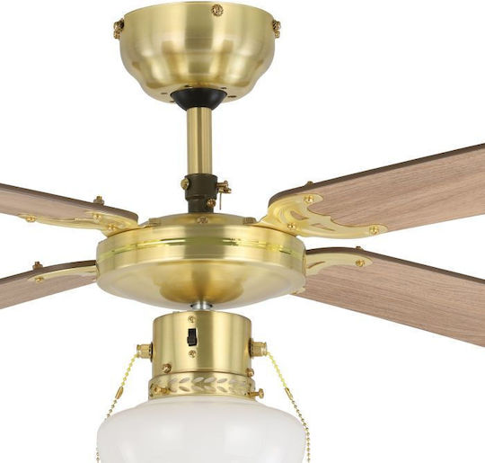 Eglo Fortaleza Ventilator De Tavan 106.6cm Cu Lumină Maro / Auriu