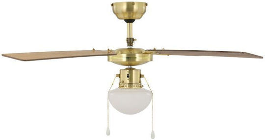 Eglo Fortaleza Ventilator De Tavan 106.6cm Cu Lumină Maro / Auriu