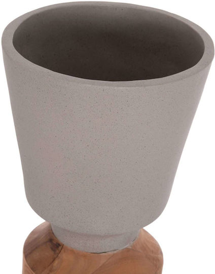 Vază Decorativă De Podea Fb94661.03 Fiber Cement Gri Lemn De Teak Ø60x115cm