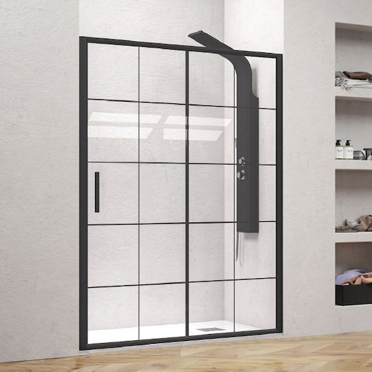 Karag Frame Διαχωριστικό Ντουζιέρας με Συρόμενη Πόρτα 110x190cm Stripes Black Karag Frame Διαχωριστικό Ντουζιέρας με Συρόμενη Πόρτα 110x190cm Stripes Black