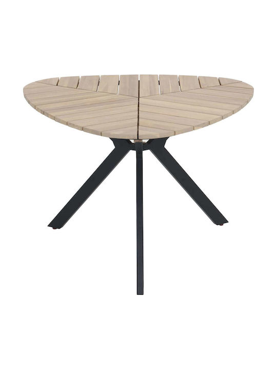 Oval Tisch Küche aus Massivholz & Metall Acacia 120x120x73cm