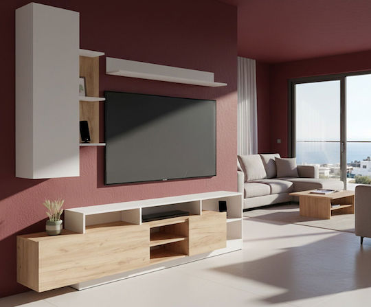 Emina Living Room TV Unit Beige L210xW42xH210cm