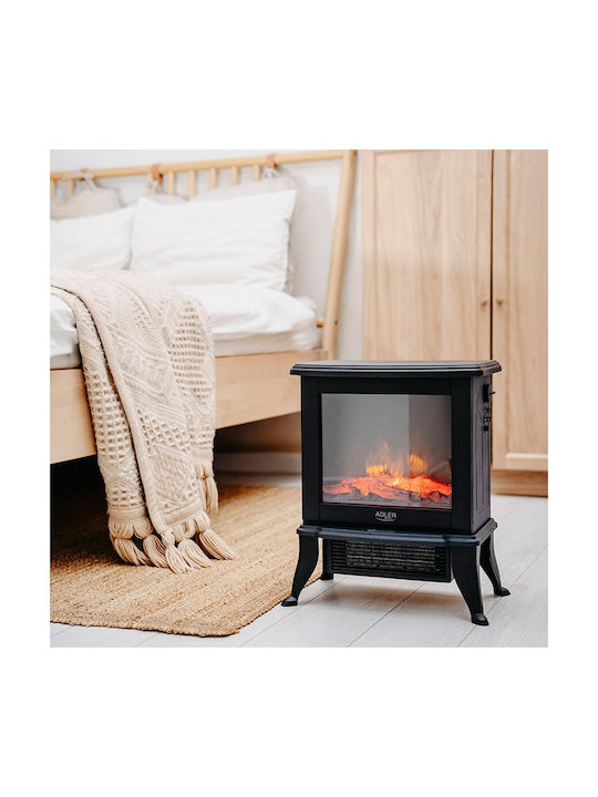 Adler Floor Electric Fireplace 1800W 38x24cm Black