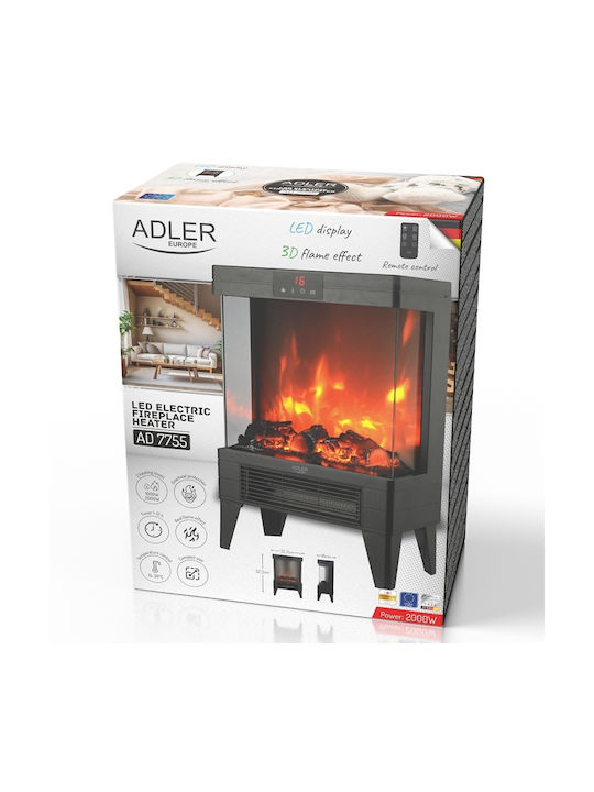 Adler Floor Electric Fireplace 2000W 32.8x18cm Black