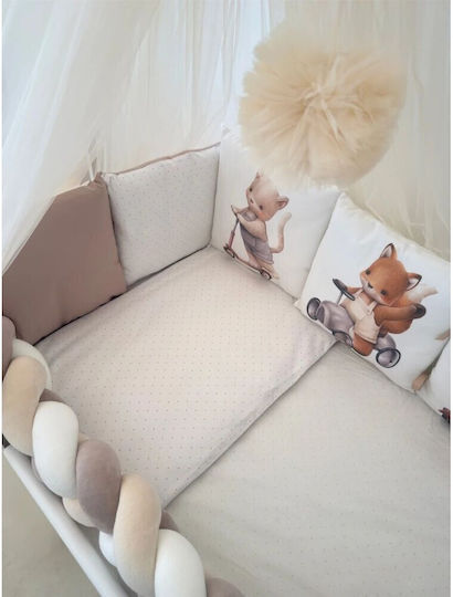 IngVart Baby Bedding Set for Crib White 7 Pieces SETZOOCARS-60