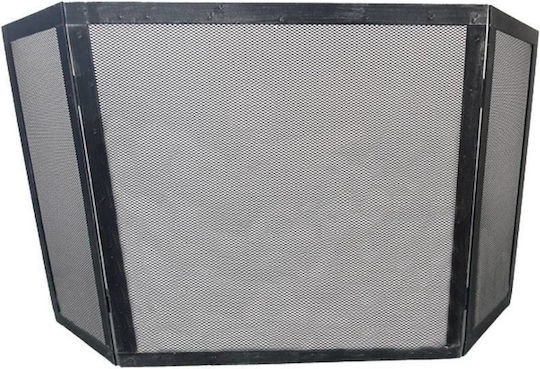 Fireplace Screen Klapakis Three-Panel Wavy Black-Silver Patina 11-01