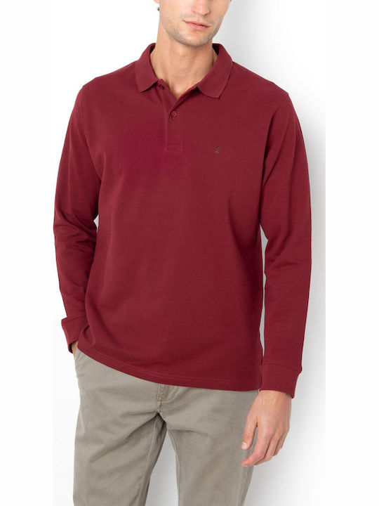 Polo Langarmbluse Burgundisch