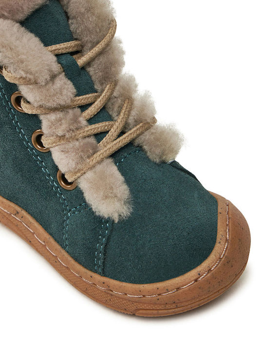 Suede Kids Boots with Laces Blue