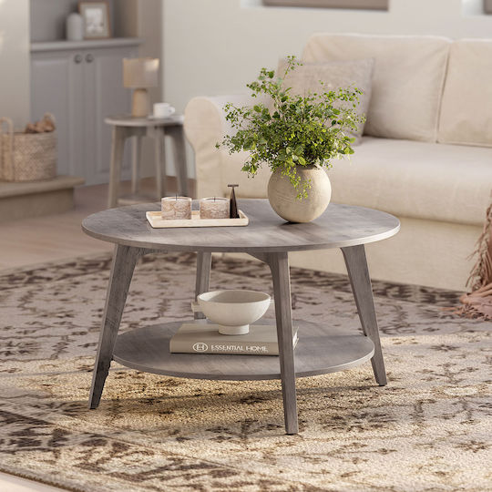 Round Central Coffee Table Wooden Gray W80xL80xH45cm