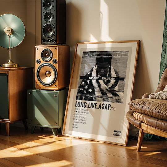 Music Poster Long.live.a$ap A$ap Rocky Ms549 30cm X 40cm Κορνίζα Καφέ Ξύλου